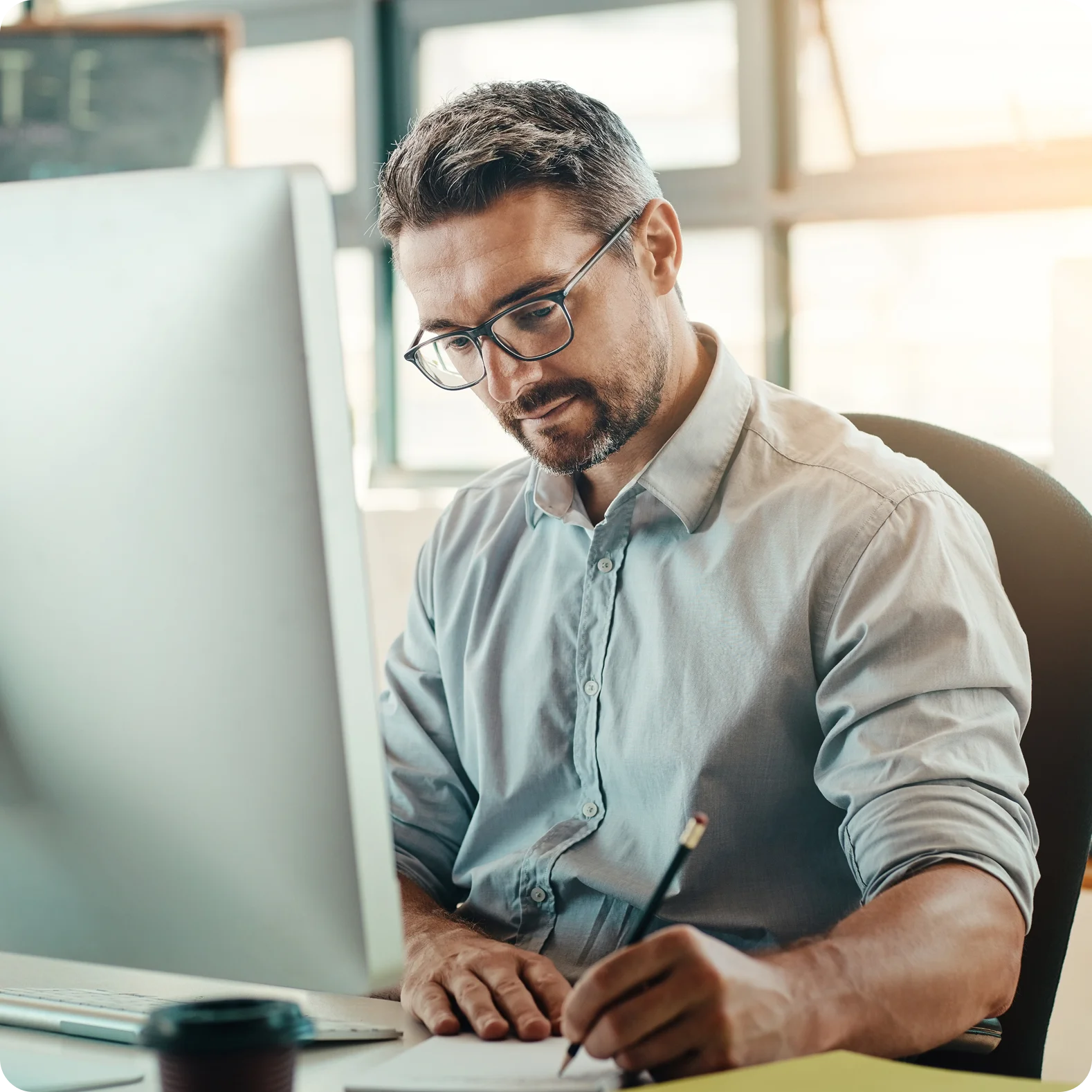 Professional working on laptop